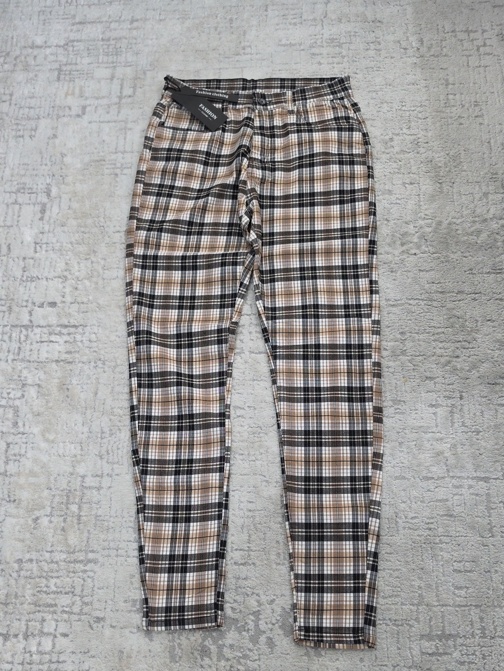 Men's Plaid Tailored Stretch Pants - Black & Tan